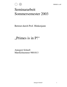 Seminararbeit Sommersemester 2003 „Primes is in P!“