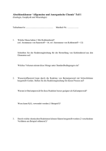 Abschlussklausur `Allgemeine und Anorganische Chemie` Teil 1
