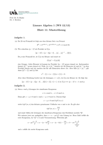 Lineare Algebra 1 (WS 12/13) Blatt 11: Musterlösung
