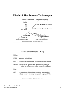 Überblick über Internet-Technologien Java Server Pages (JSP)