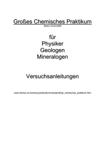 Großes Chemisches Praktikum für Physiker Geologen Mineralogen