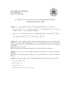 9. Übung zur Vorlesung Quadratische Formen Sommersemester 2013