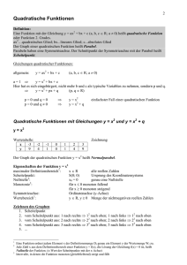 Quadratische Funktionen - Mathe