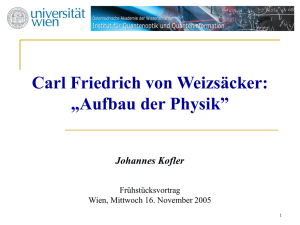 Carl Friedrich von Weizsäcker: “Der Aufbau der Physik”