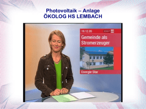 Photovoltaik – Anlage ÖKOLOG HS LEMBACH