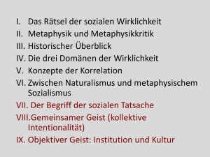 I. Metaphysik des Sozialen