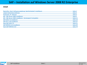 SAP – Installation auf Windows Server 2008 R2 Enterprise