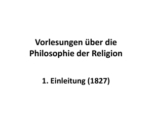 Vorlesungen über die Philosophie der Religion 1. Einleitung (1827)