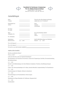 Anmelde- und Anamnesebogen - Praxisklinik Dr. Kreisler