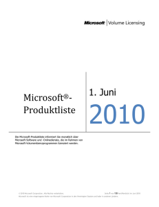 ProduktLISTE - Microsoft Volume Licensing