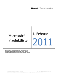 ProduktLISTE - Microsoft Volume Licensing