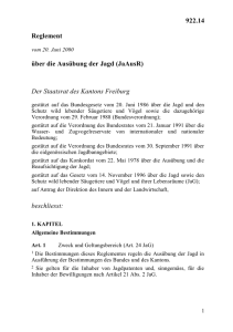 Reglement vom 20. Juni 2000 über die Ausübung der Jagd (JaAusR)