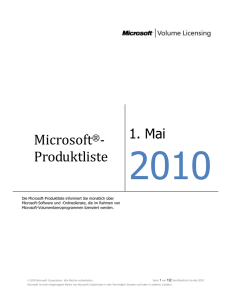 ProduktLISTE - Microsoft Volume Licensing