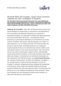 2016-06-27: Microsoft Office 365 Gruppen: Layer2 Cloud Connector