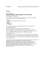 Grammatische Terminologie in der Schule