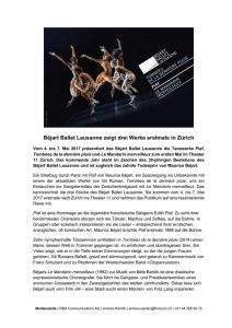 Vom 4. bis 7. Mai 2017 präsentiert das Béjart Ballet