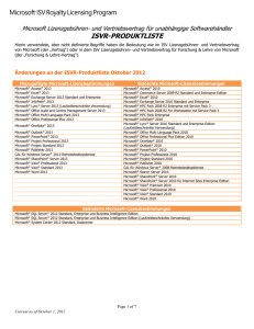 ISV Royalty Product List - Microsoft Volume Licensing