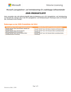 ISV Royalty Product List - Microsoft Volume Licensing