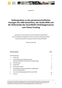 Stellungnahme zu den geowissenschaftlichen Aussagen des UBA