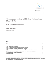 Klimaenquete im österreichischen Parlament am 23.Juni 2016: Was