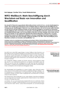 WIFO-Weißbuch: Mehr Beschäftigung durch Wachstum auf Basis
