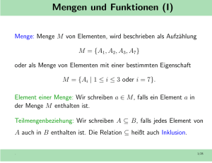 Mengen und Funktionen (I)