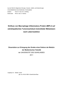 Einfluss von Macrophage Inflammatory Protein (MIP)-2 auf