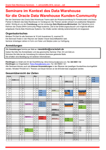 Seminare im Kontext des Data Warehouse für die Oracle Data