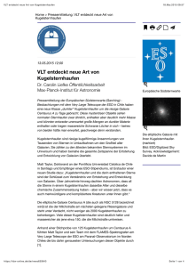 VLT entdeckt neue Art von Kugelsternhaufen - Max-Planck