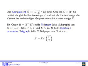 Das Komplement ¯ G = (V,( ) \ E) eines Graphen G = (V,E) besitzt die