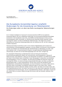 Die Europäische Arzneimittel-Agentur empfiehlt - EMA