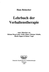Hans Reinecker Lehrbuch der Verhaltenstherapie