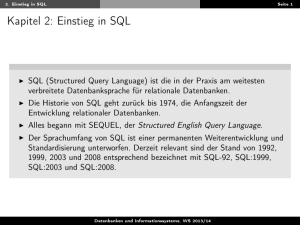 Kapitel 2: Einstieg in SQL - Datenbanken und Informationssysteme