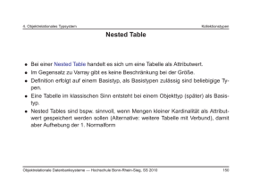 Nested Table, Tabellenfunktionen