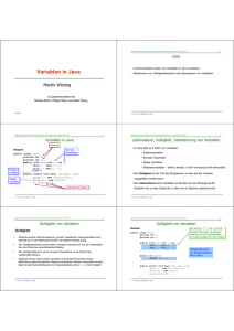 Variablen in Java - Programmierung und Softwaretechnik (PST)