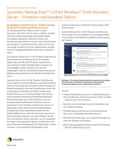 Symantec Backup Exec™ 11d für Windows® Small Business Server