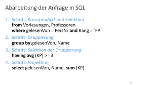 Abarbeitung der Anfrage in SQL