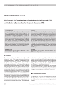 Einführung in die Operationalisierte Psychodynamische Diagnostik