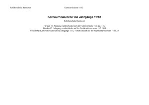 Kerncurriculum f&uuml;r die Jahrg&auml;nge 11/12