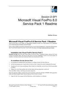 Microsoft Visual FoxPro 8.0 Service Pack 1 Readme - dFPUG