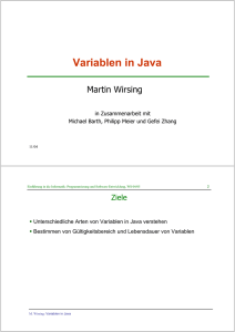 Variablen in Java - Programmierung und Softwaretechnik (PST)