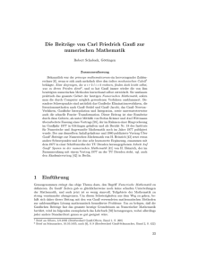 Die Beiträge von Carl Friedrich Gauß zur numerischen Mathematik 1