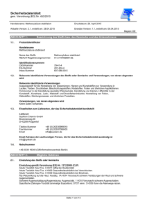 Sicherheitsdatenblatt Methacrylsäure stabilisiert