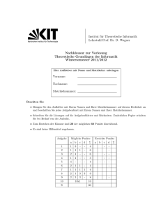 Institut für Theoretische Informatik Lehrstuhl Prof. Dr. D