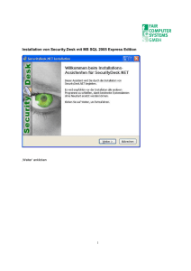 Installation von Security.Desk mit MS SQL 2005 Express Edition
