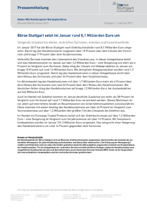 Börse Stuttgart setzt im Juli knapp 8,6 Milliarden Euro um