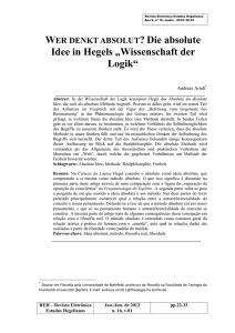 Die absolute Idee in Hegels „Wissenschaft der Logik“