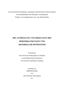 die auspr&auml;gung von herzangst bei herzerkankungen und arterieller