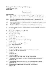 Einführung in die Germanistische Linguistik für Studierende mit