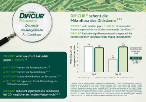 DIFICLIR® schont die Mikroflora des Dickdarms 1, 7, 8